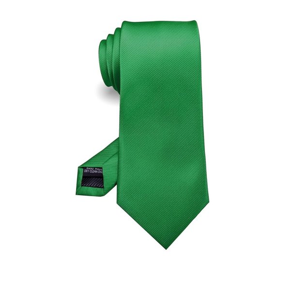 Mens 5 Piece Tie + Bow Tie + Pocket Square + Cufflinks + Clip Satin Green - Picture 2 of 5
